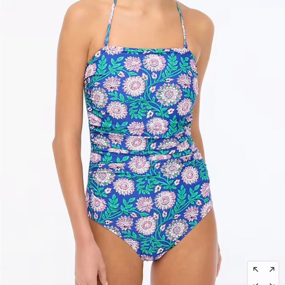 J. Crew Strapless One Piece Swimsuit in Floral Pattern | Size XL